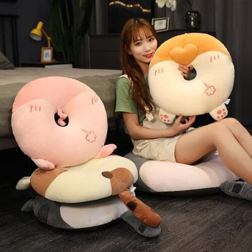 Round Plush Cushion Decorative Plushie Pillows Cartoon Animal Design Decor Home Living Room Floor Pillow Office Chair Cushions