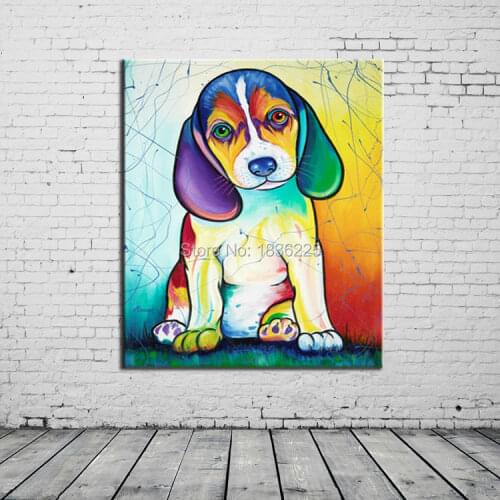 Designer home decoration wallpaper dogs oil painting handmade modern abstract oil painting wall picture colorful animal