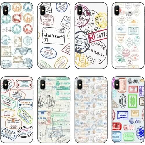 Travelling Passport Stamps Mobile Phone Case For Samsung Galaxy Note 10 9 8 5 4 S10E S10 Lite S9 S8 S7 S6 Edge Plus S5 S4 Mini