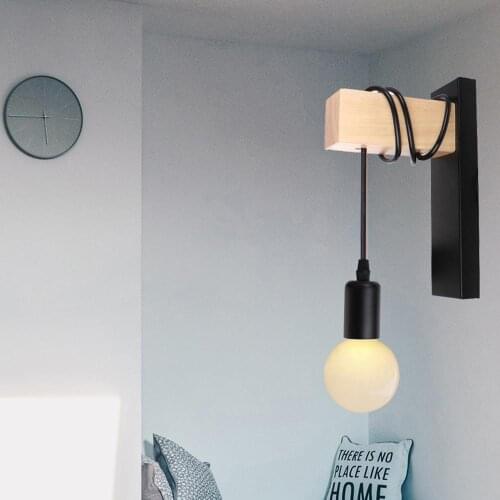 E27 Modern Wood Arm Wall Lamp Creative Decoration iron Wall Light Mirror Lights Indoor Wall Lamps Indoor Lighting Fixtures