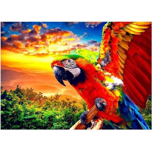 Parrot diamond mosaic landscape embroidery painting bird rhinestone wall sticker decor diamond drawing art needlework handcraft