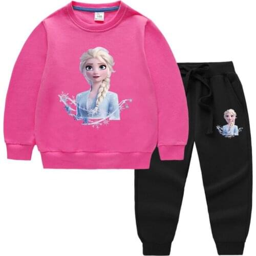 Disney Girls Cartoon Frozen Children Clothing Set Spring Autumn Child Kids sports suit Elsa clothes 2pcs Infant outfits