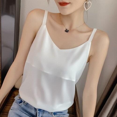 Korean Women Tops Camis Chiffon Women Tank Tops Elegant Woman Solid Hollow Out Halter Top Woman V-neck Camisole Top Plus Size