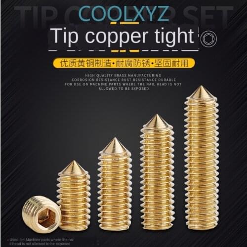 Brass tip machine meter top wire fastening screw hexagonal copper headless screw base rice screw M3M4M5M6 10Pcs