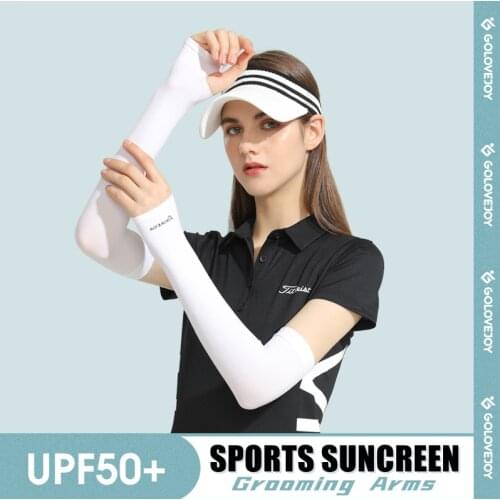 Summer Sunscreen Arm Sleeves Ice Silk Fabric Outdoor Travel Golfing Cycling Sun Protection Anti-UV Finger Set Coolness Arm Guard