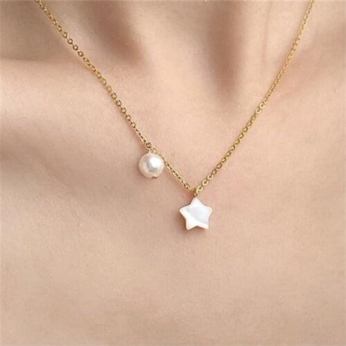 Liemjee Wholesale Simple Beads Star Pearls Necklace Fashion Personality Jewelry For Women Feature Namour Charm Gift All Seasons