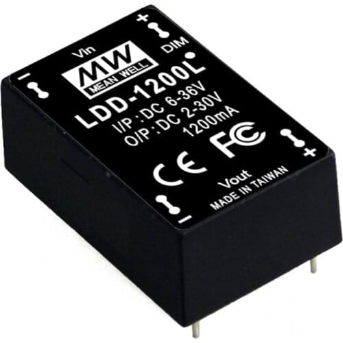 MEAN WELL LDD-L Series 2-52VDC 300mA 500mA 600mA 700mA 1000mA 1200mA 1500mA Stedy DC-DC Constant Current Step-Down LED Driver