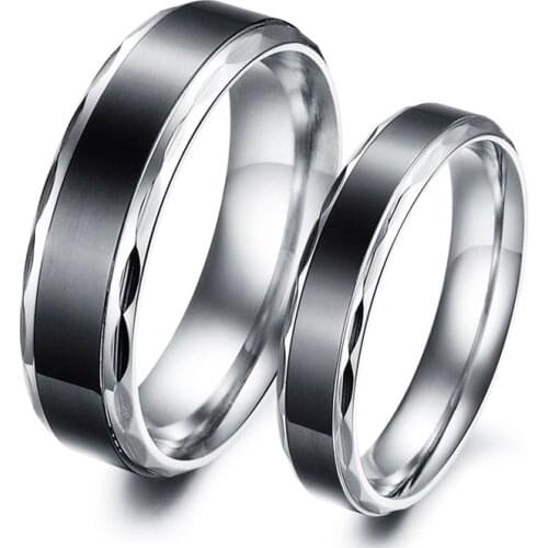 Fashion Glamour 316L Stainless Steel Rings For Men Women Simple Black/White Couple Engagement Ring Dropshipping Anneau Gift