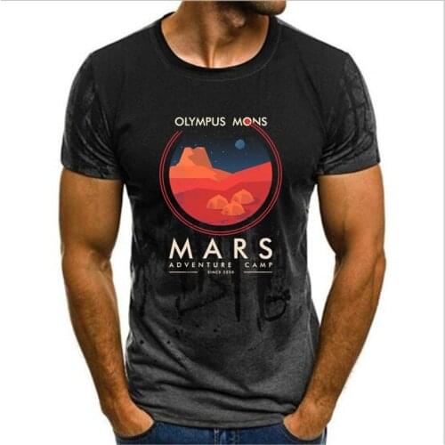 Gradient Olympus Mons Occupy Mars Adventure SpaceX Tshirt Volcanic Planet Rocks Men Tshirt Back To The Future Galaxy MAN T Shirt