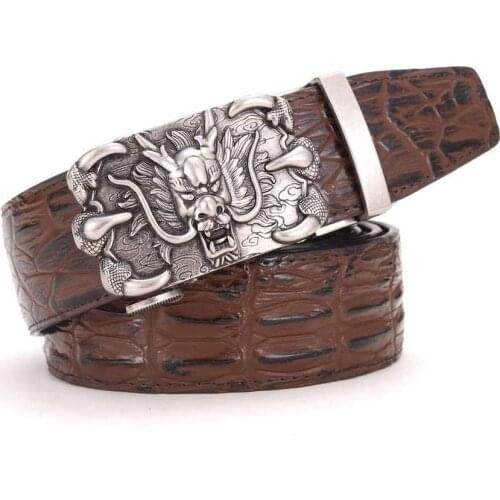 Men Automatic Buckle Genuine Leather Dragon Belt Business Casual Crocodile Belts Luxury Jeans Belt Quality Guarantee HB008