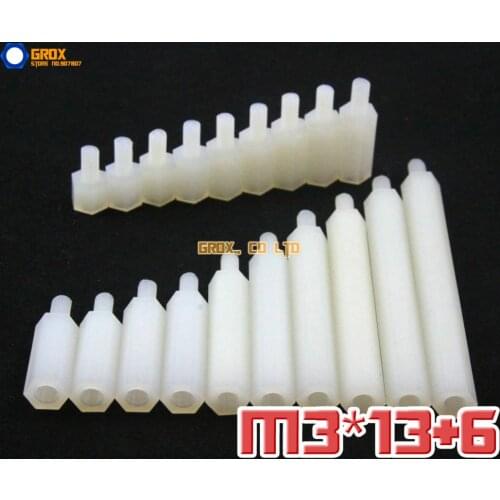200 Pieces Nylon M3 x 13 + 6mm Female to Male PCB Motherboard Standoff Hex Spacer