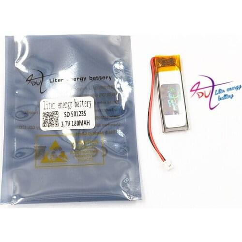 Wholesale 10 pcs 501235 3.7V 180mAh battery JST 1.25mm 2 pin Lithium Polymer LiPo Rechargeable For Mp3 bluetooth GPS PSP mobile