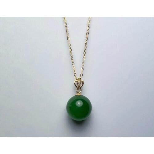 SHILOVEM 18k YELLOW gold Natural green Jasper pendants necklace classic fine Jewelry women wedding new plant gift yzz10108by