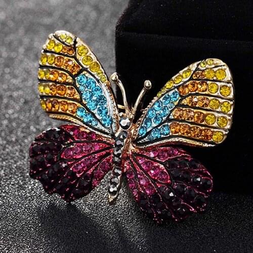 Colorful Rhinestone Butterfly Brooch Best Women Party Gifts Austrian Crystal Brooch Pin And Hijab Accessories Bags Accessories