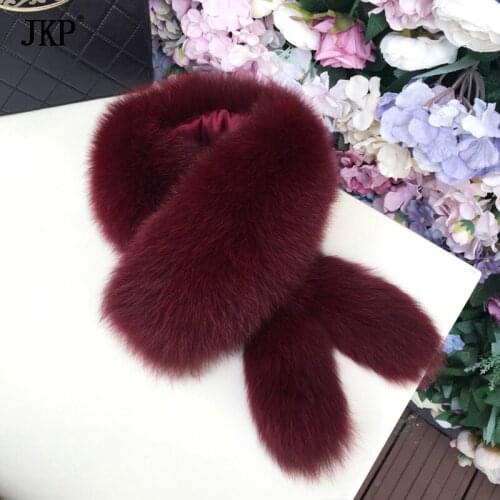 JKP 2020 Real Fox Fur Scarf 100% Natural Fox Fur Collar Scarves Luxury New Fashion Keep Warm Women Shawl