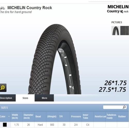 Michelin MTB mountain bike bicycle tires COUNTRU ROCK 26/27/29 * 1.75 ultra light high quality tires Bicycle Accessories parts