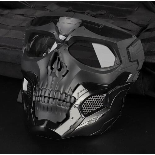 Skull Helmet Black Camouflage Green Khaki Game Tactical Equipment Full Fase Mask With Glasses For Shooting Props Halloween