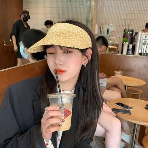 Parent-Child Summer Empty Top Straw Hats Women Casual Suncap Portable Foldable Magic Tape Beach Accessories Sun Visor Hat Gorros