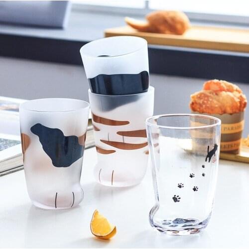 Heat-Resistant Glass Cat Beer Cup Tiger Paws Office Matte Teacup Creative Coffee Milk Mug Cute Water Drinking Bottle Drinkware