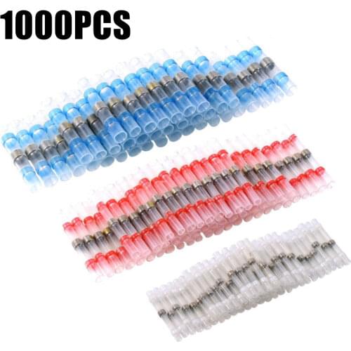 100/300/500/1000PCS Heat Shrink Solder Terminals Waterproof Insulated Butt Wire Connectors Electrical Wire Soldering Terminal