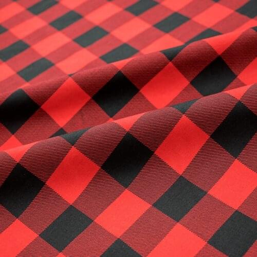 Red And Black Grid Pure Cotton Fabric For Dress Платье Tissus Au MÈTre Telas Por Metro Sewing Ткань Для Шитья Vestidos Coton DIY