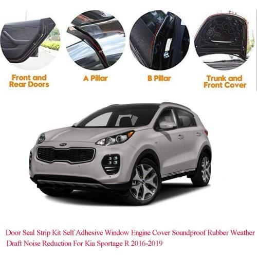 Door Seal Strip Kit Self Adhesive Window Engine Cover Soundproof Rubber Weather Draft Noise Reduction For Kia Sportage R 2016-21