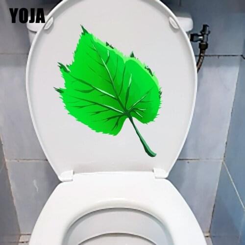 YOJA 22X14.2CM Green Plant Leaves Fresh Bathroom Toilet Sticker Kids Room Wall Decor Decal T1-1546
