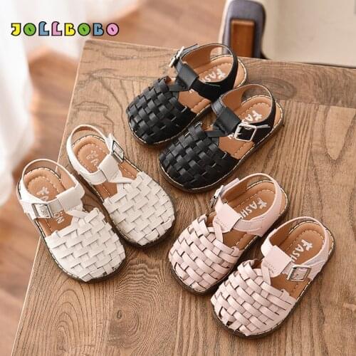 Baby Sandals Girls Breathable Woven Shoes Vintage Baby Girl Summer Shoes Black Pink Beige Toddler Girl Sandals Size 6 7 8 9 10