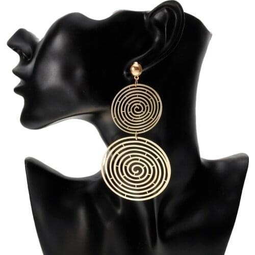 New arrival statement earrings 2019 Double Circle Geometric Big earrings For Women Round Dangle Earrings fashion jewellery