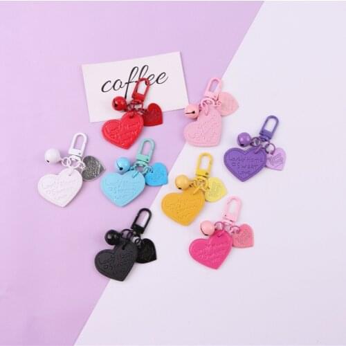Sweet Colors Bell Heart Leather KeyChain Fashion Women Car Pendant Luxury Key Chain Accesorias Charm Handbag Keyring