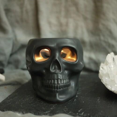 Golden Skull Candle Holder Silver Black Ceramic Holder Personality Craft Party Bar
