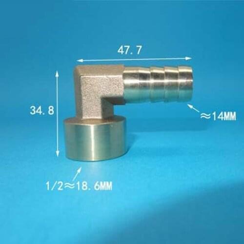 1/2" BSPP Female x 14mm Hose Barb Elbow Splicer Brass Hosetail Fitting Adapter Coupling Water Gas Fuel