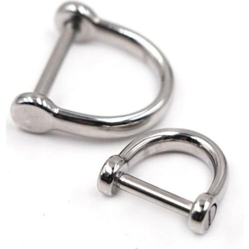 1 x Stainless steel D-ringshackle Buckle Keychain Ring Hook screw pin joint Connecter Bag Strap Clasp Leathercraft Parts