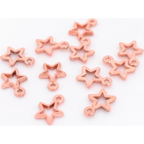 14x11mm 50pcs/lot Rose Gold Color Plated Hollow Star Charms Pendant DIY Handmade Jewelry Accessories