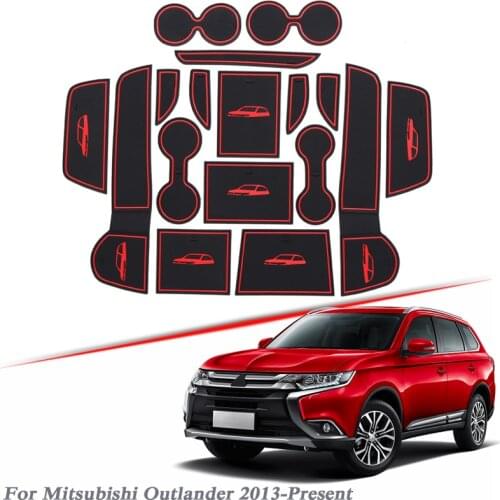 17pcs Car Styling For Mitsubishi Outlander 2013-2020 Latex Gate slot pad Interior Door Groove Mat Non-slip dust Mat Accessory