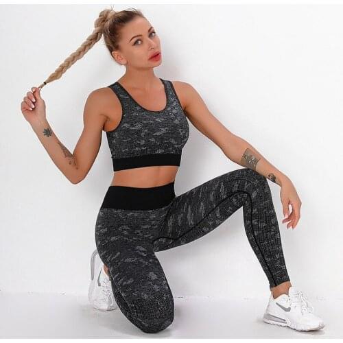 2PCS Camouflage Yoga Set Sports Wear For Women Gym Fitness Clothing Booty Yoga Leggings + Sport Bra Quick Dry Print Sport Suit