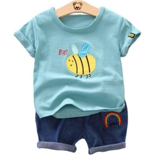 Summer Baby Girls Boys Cotton Clothing Sets Toddler Cartoon Suits Children T-Shirt Shorts 2Pcs/Set Kids Casual Tracksuits