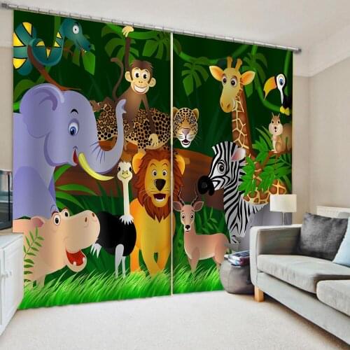 3D Curtain Printing Blockout Polyester New custom childrens room cute cartoon boy girl bedroom