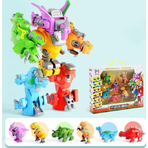 6 In 1 Dinosaur Mecha Deformation City Guard Robot Enlighten Block Set Kids Educational Building Blocks Assembling Building Toy