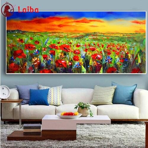 Abstract Wild Red poppy Flower full Square Round 5d Diamond Embroidery sale Diamond Painting 5d DIY Diamond Mosaic large size