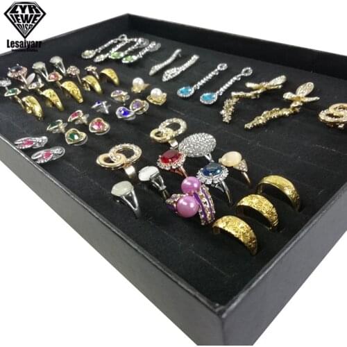Jewelry Rings Display Tray Velvet 100 Slot Case Box Jewelry Storage Box Rings Display Tray Velvet 100 Slot Case Box