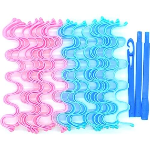 12PCS 45CM Portable DIY Magic Hair Curler Hairstyle Roller Sticks Durable Beauty Makeup Curling Hair Styling Tools for Women