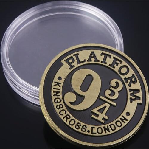 Movie HP Platform Nine and Three Quarters Coin Keychain Vintage Metal Coin Prop Accessories Collection Gift