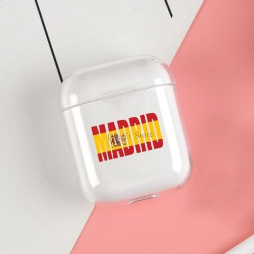 Madrid Spain Flag Cases For Apple AirPods 1 2 Case Clear Wireless Bluetooth Earphone Case Protective Shell