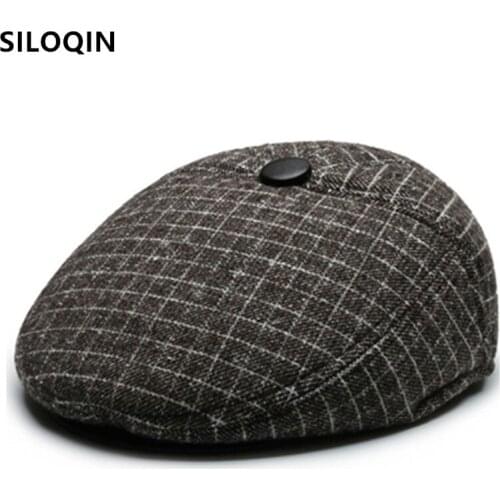 SILOQIN black cap cold-proof earmuffs hats Berets for men new winter warm mens beret casual sports caps fashion Dad brands hat