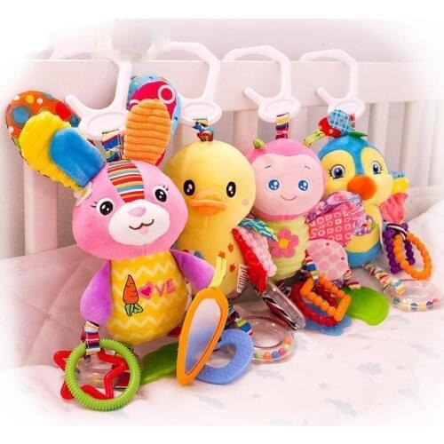 Newborn Baby Plush Stroller Toys Baby Rattles Mobiles Cartoon Animal Hanging Bell Educational Baby Toys 0-12 Months Gift