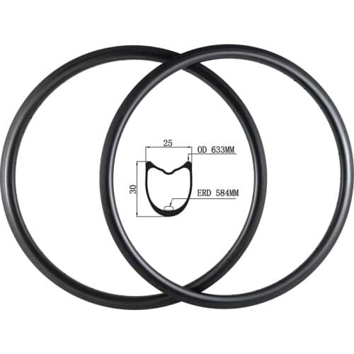 700C 30mm road bicycle tubular carbon rims outter width 25mm V-brake basalt surface track 18H 20H 24H 28H 32H road bike rim