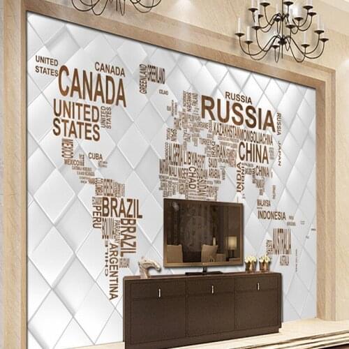 Dropshipping Colomac White Wallpaper Simple Style English Words World Map Wallpapers for Bed Room Wall Wallpaper Papel Mural