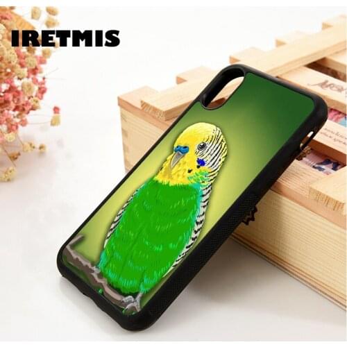 Iretmis 5 5S SE 6 6S Soft TPU Silicone phone case cover for iPhone 7 8 plus X Xs 11 Pro Max XR Green Parakeet - Budgie Bird Pet