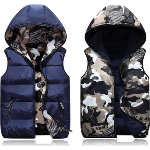 Camouflage Child Waistcoat Vest Cotton Girls Boys Kids Jacket Hooded Children Outerwear For 100-185cm Family Matching Outfits